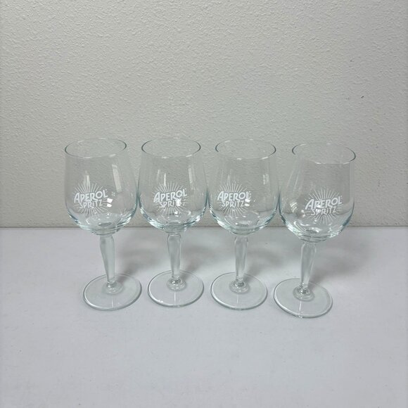 Aperol Spritz Wine Cocktail Glass Stemmed Pedestal Set of 4 Glasses - Picture 1 of 7